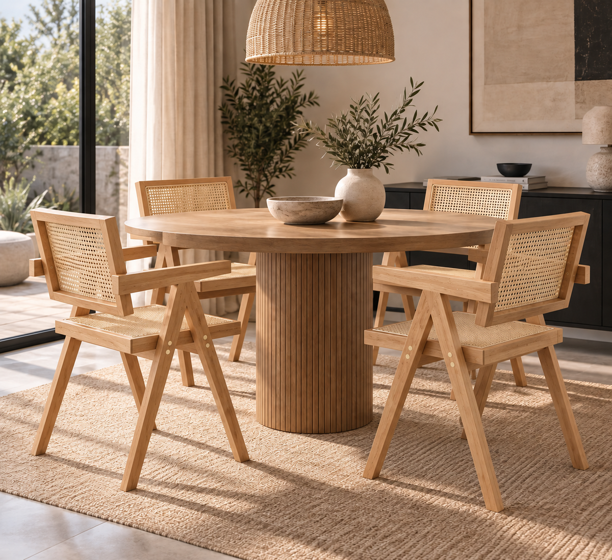 Pack 4 Sillas Chandigarh Madera - Negro / Natural