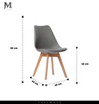 Pack 4 Sillas Tulip Gris medidas