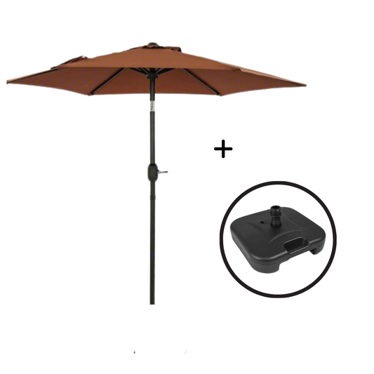 Quitasol Terraza Recto 2,7 Mt Café Oscuro + Base 22 Litros
