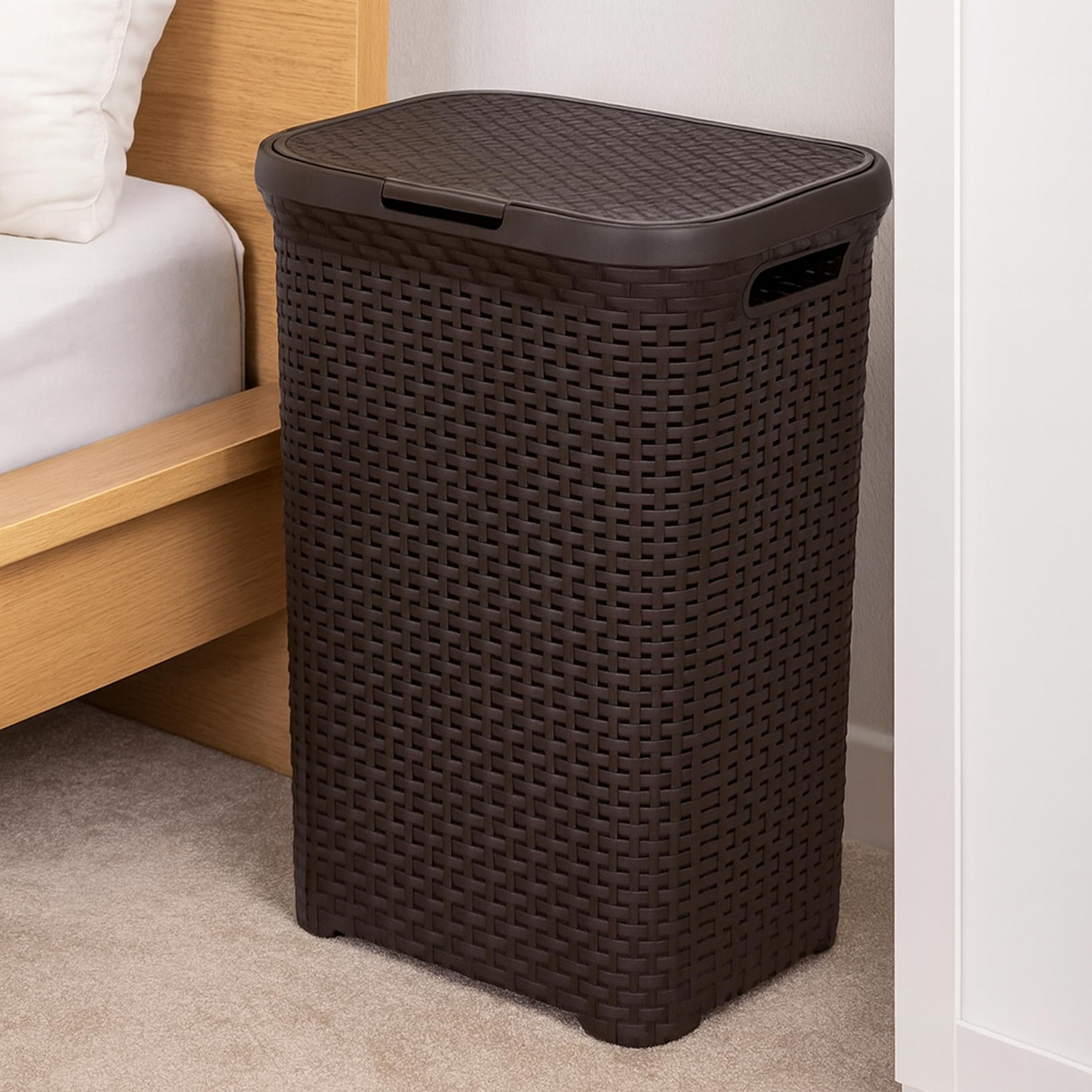 Canasto Plástico de Simulación Ratán | Elegante, Resistente y con Tapa