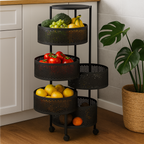 Frutero de 5 Niveles con Ruedas | Organizador Metálico Negro