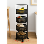 Frutero de 5 Niveles con Ruedas | Organizador Metálico Negro