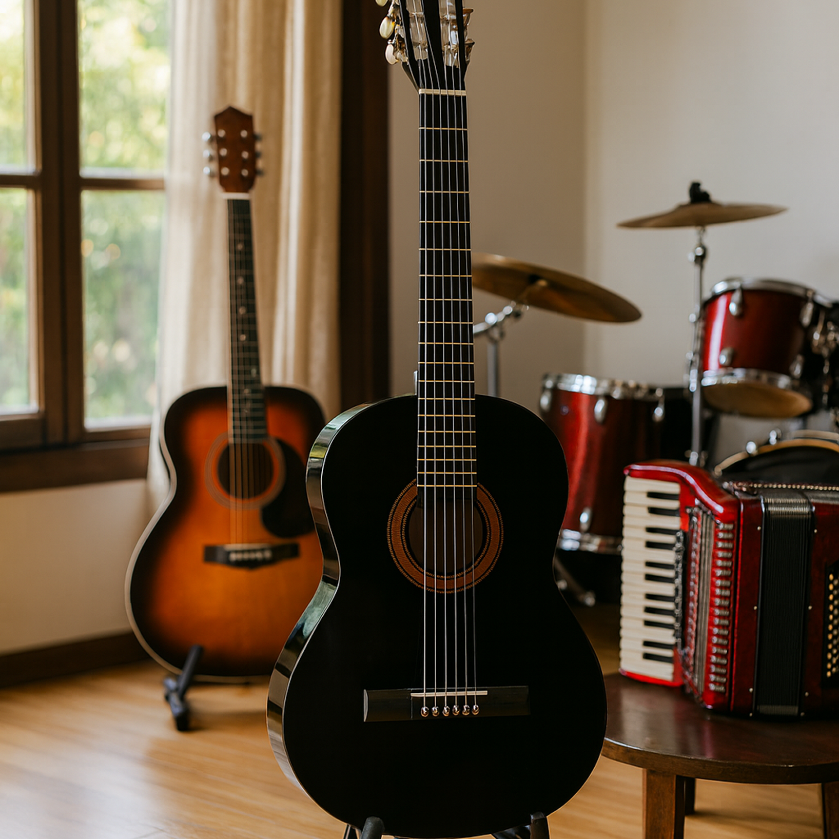 Guitarra Acústica con Accesorios | 39" Clásica Negra