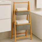 Organizador de Tela Plegable | Estante de 2 Niveles para Baño y Hogar Gris