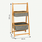 Organizador de Tela Plegable | Estante de 2 Niveles para Baño y Hogar Gris