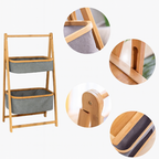 Organizador de Tela Plegable | Estante de 2 Niveles para Baño y Hogar Gris