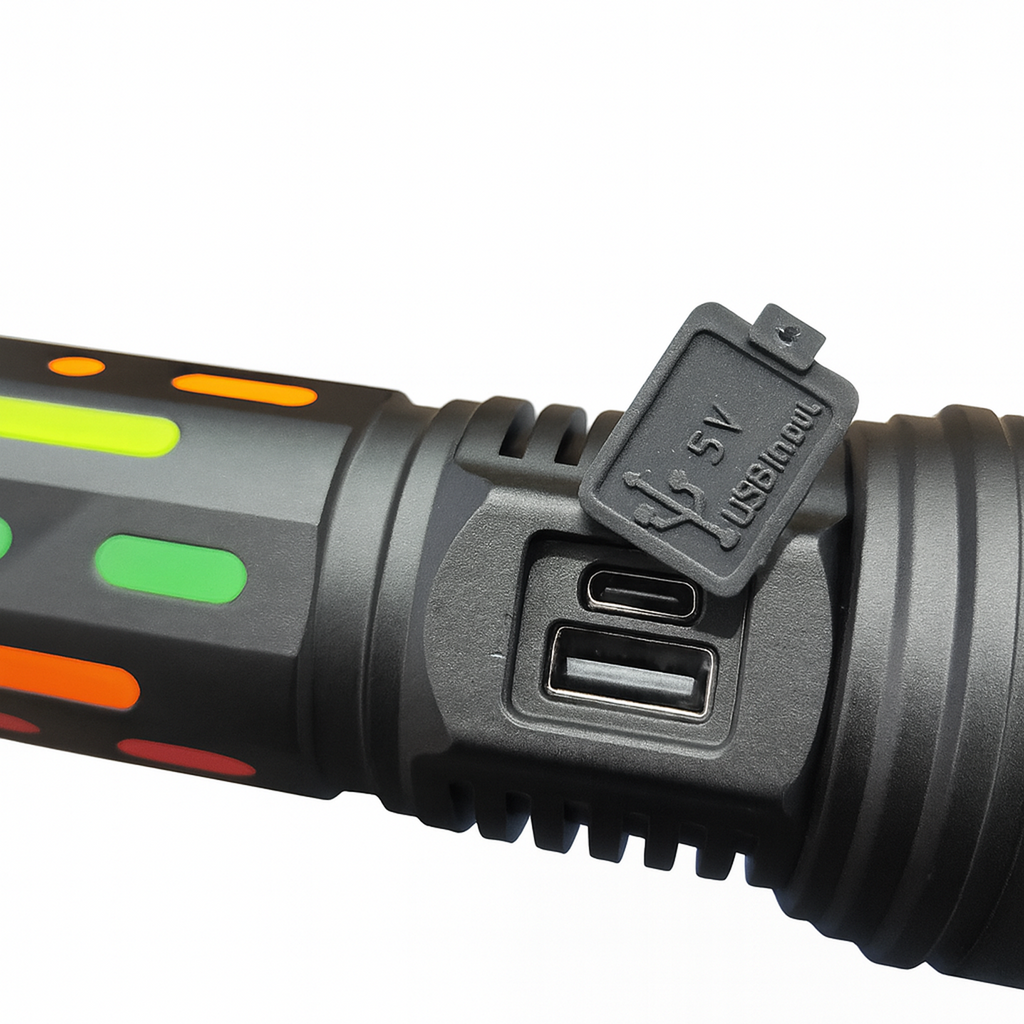 Linterna Táctica de Seguridad | 4000 lúmenes, USB-C, Power Bank