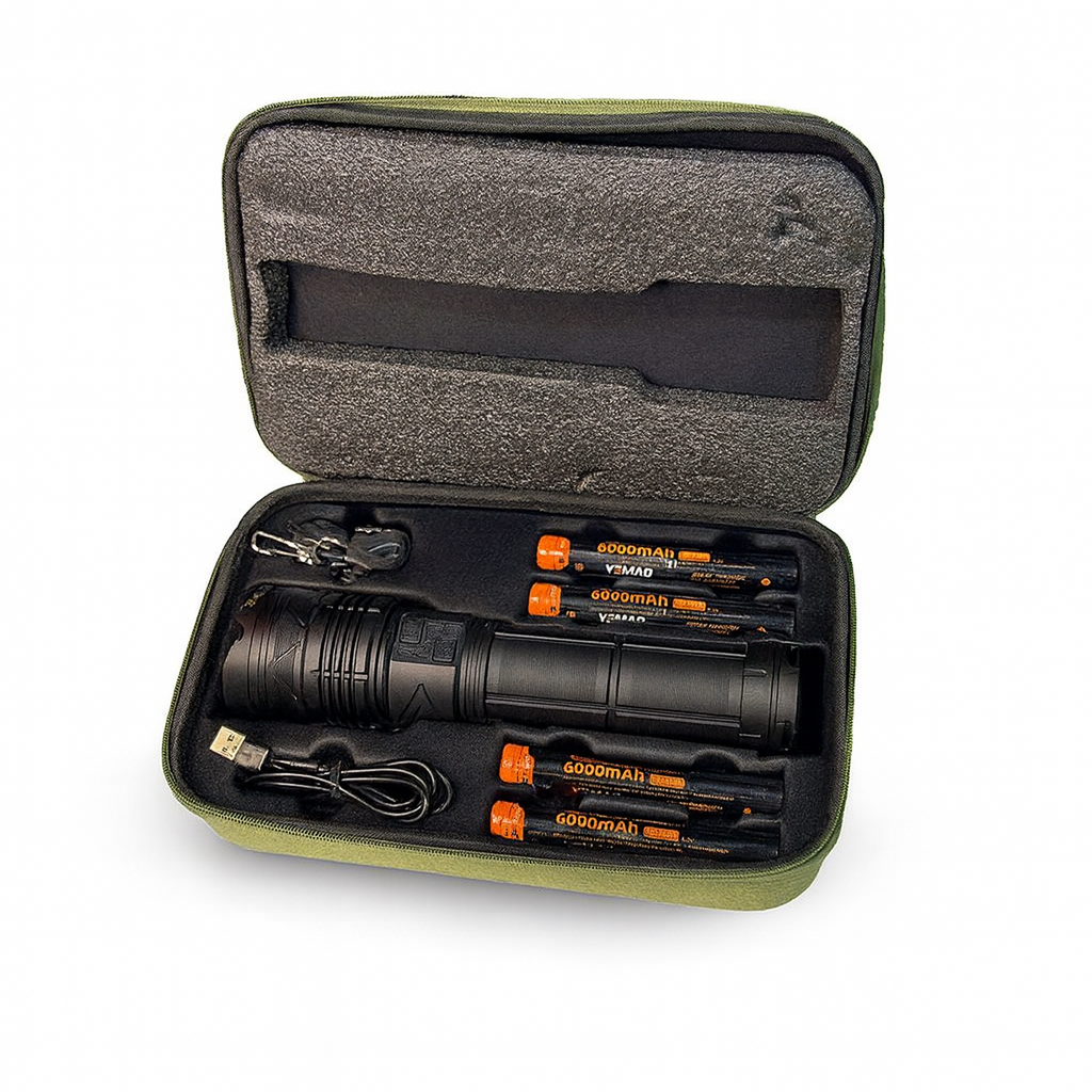 Linterna Táctica de Seguridad | 6000 lúmenes, recargable y resistente