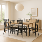 Pack 6 Sillas Chiavari Negra de Polipropileno | Resistente, Apilable y Liviana (Copia)