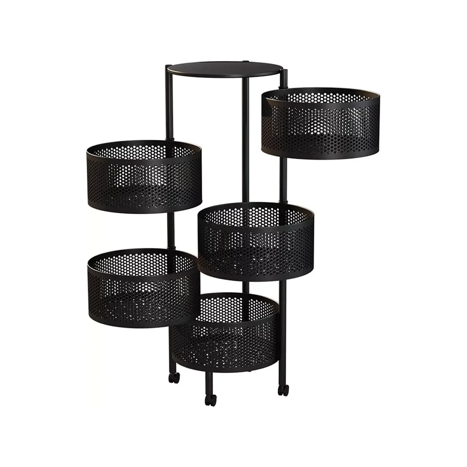 Frutero de 5 Niveles con Ruedas | Organizador Metálico Negro