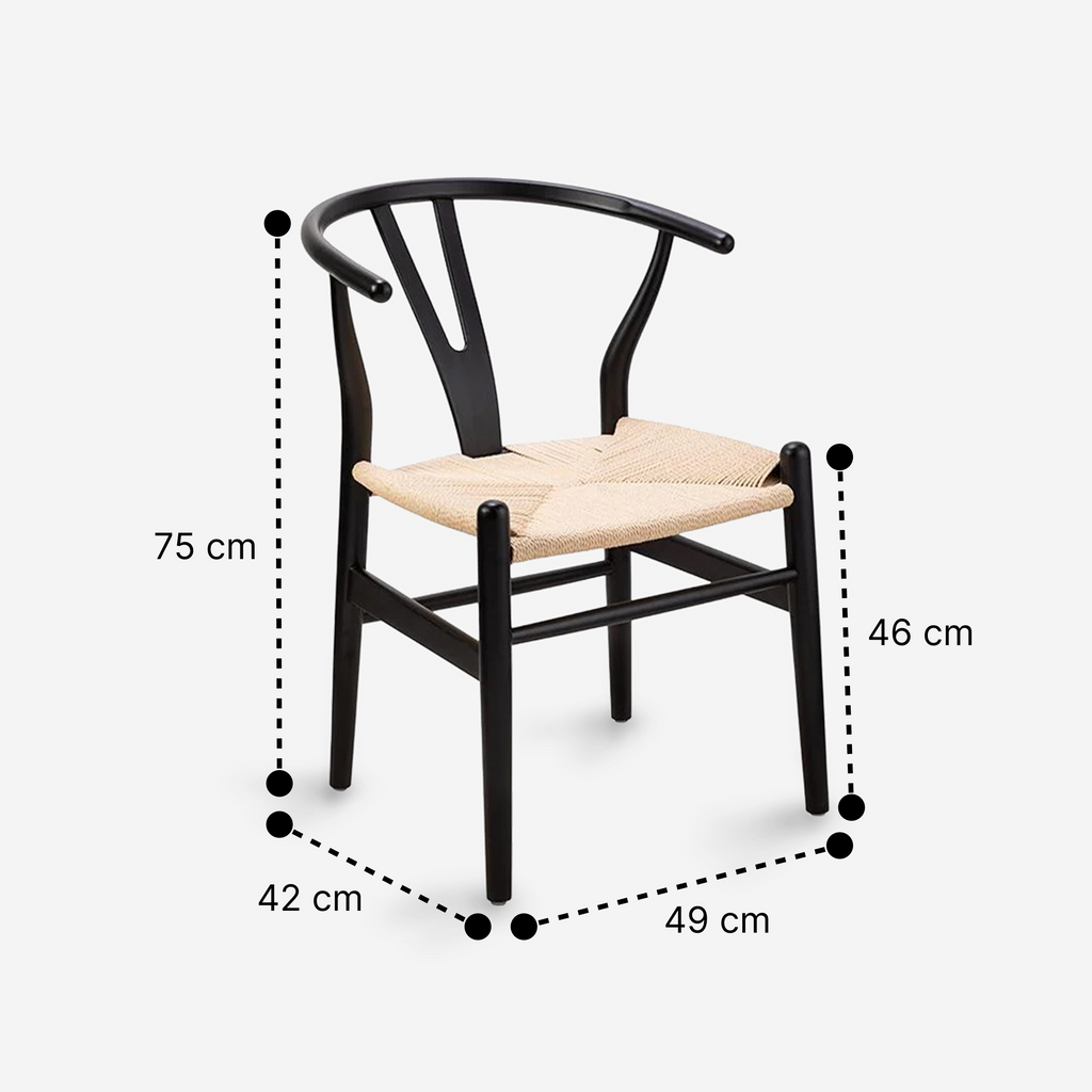 Pack 6 Sillas Wishbone Madera Negro medidas