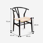 Pack 6 Sillas Wishbone Madera Negro medidas