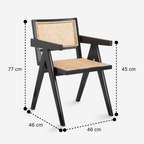 Pack 4 Sillas Chandigarh Madera Negro medidas