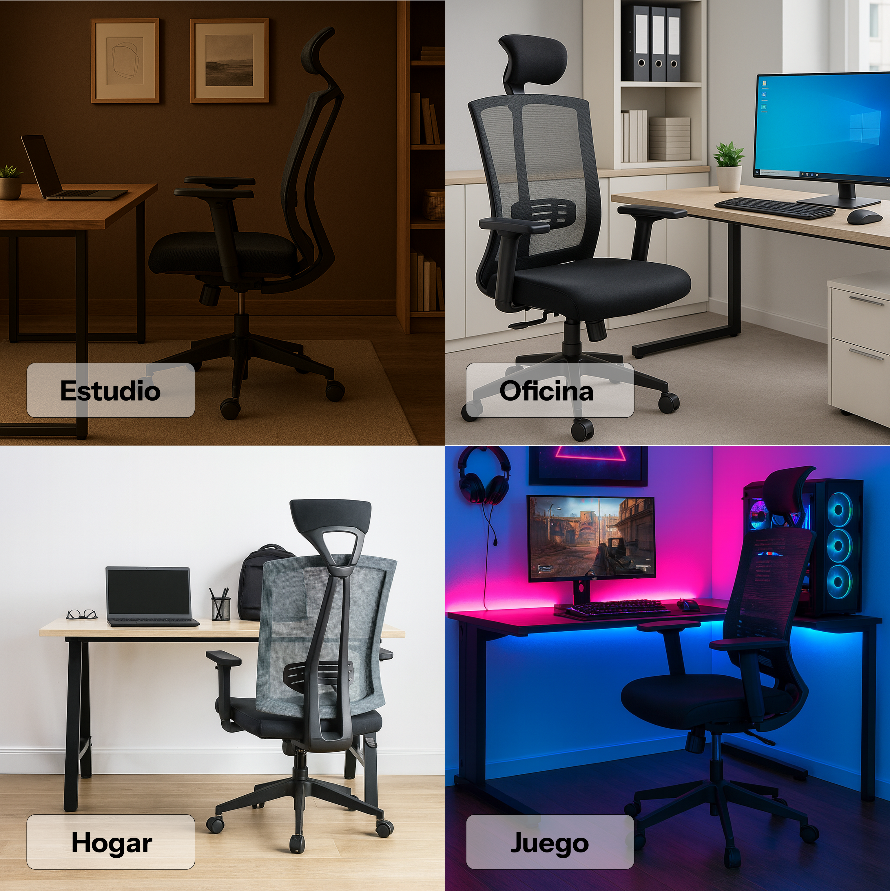 Silla De Oficina Ergonómica Pro Apoya Cabeza