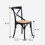 Pack 4 Sillas Crossback Madera Negro medidas