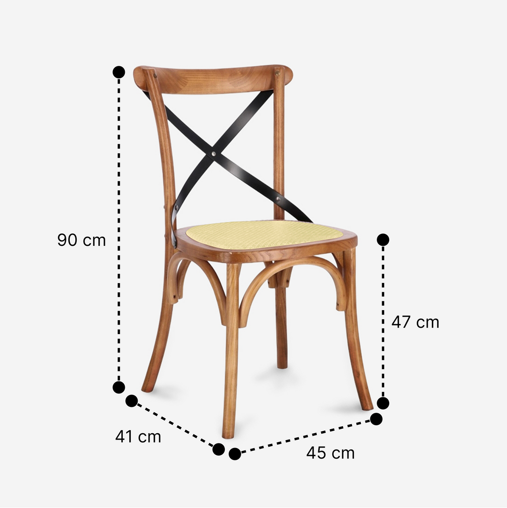 Pack 4 Sillas Crossback Madera Natural medidas