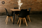 Comedor Aneto Terra con Sillas Tulip Negro| Diseño Industrial y Moderno