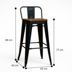 Pack 2 Taburetes Tolix | Asiento de Madera Negro