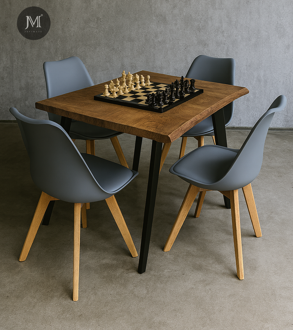 Comedor Aneto Terra con Sillas Tulip Gris| Diseño Industrial y Moderno