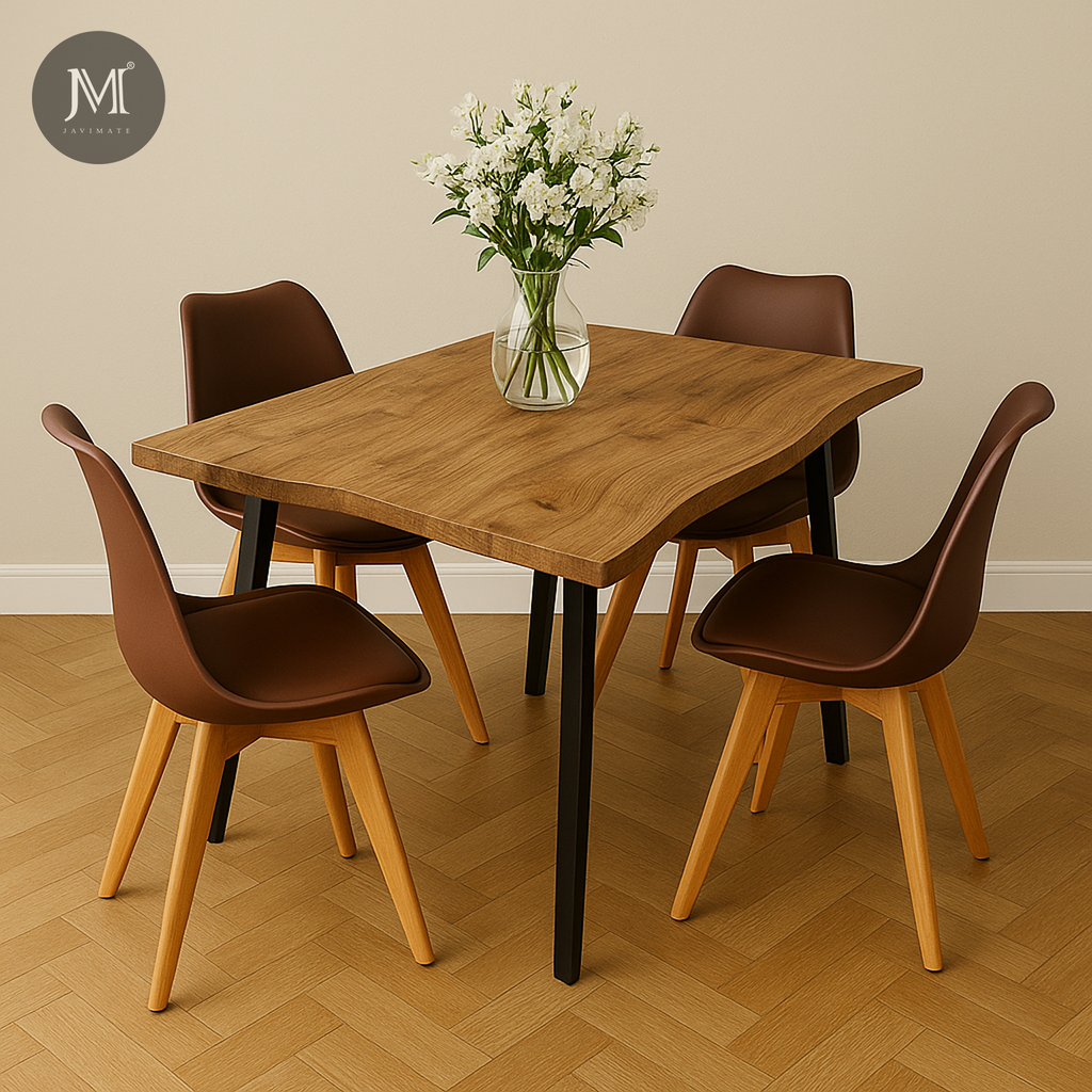 Comedor Aneto Terra con Sillas Tulip Cafés| Diseño Industrial y Moderno