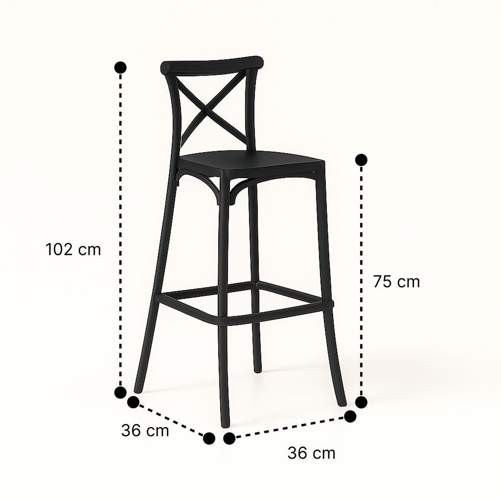Pack 2 Taburetes Danubio Negro| Diseño Industrial en Polipropileno