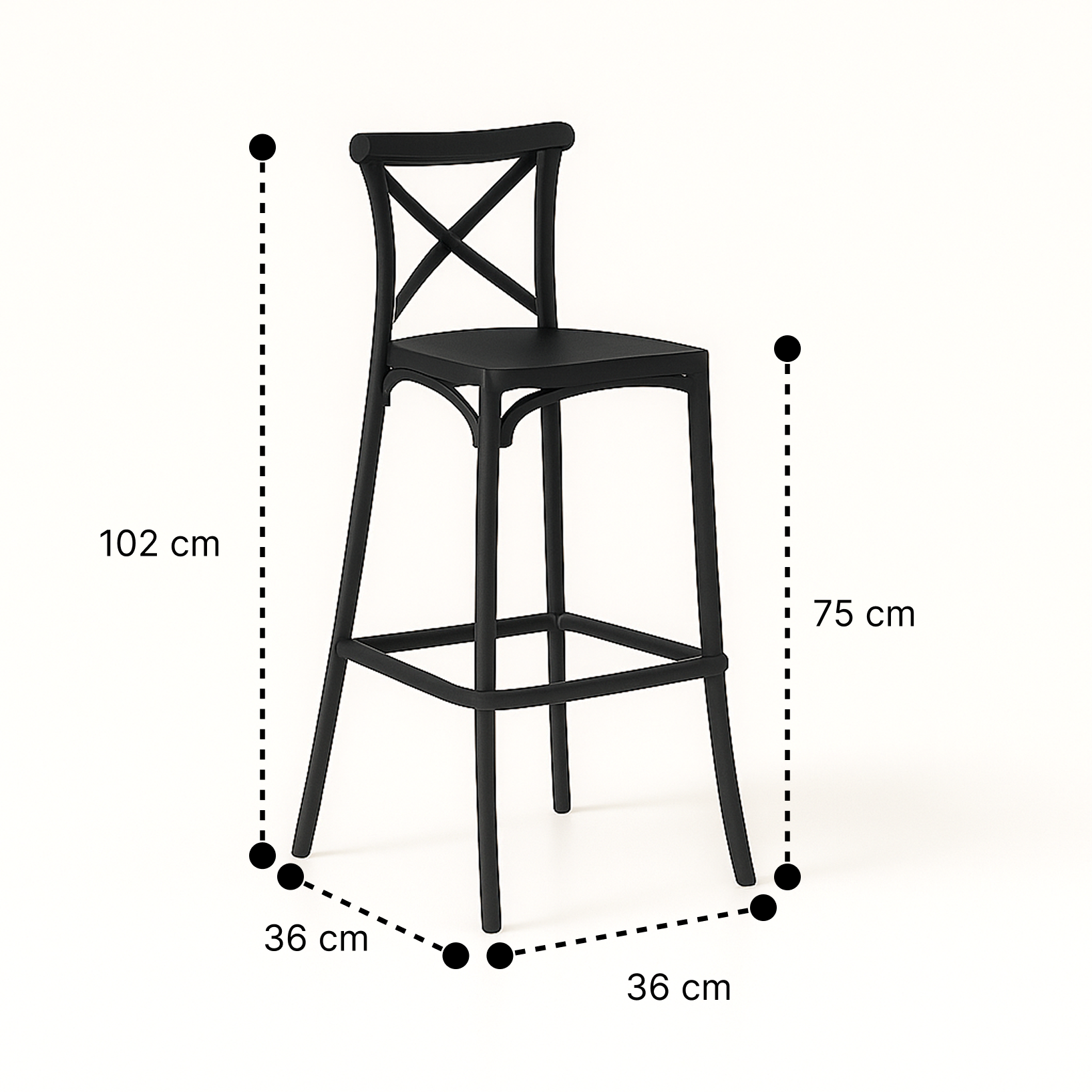 Pack 4 Taburetes Danubio Negro | Diseño Industrial en Polipropileno