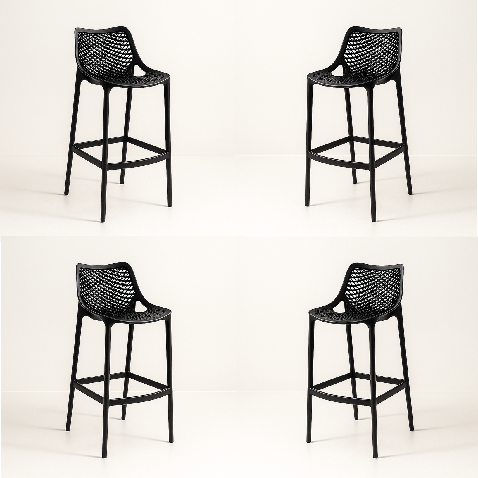 Pack 4 Taburetes Air Berlin | Polipropileno con Protección UV | Ideal para Terrazas