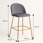 Taburete Deluxe Gold| patas doradas en metal + felpa