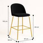 Pack 2 Taburetes Deluxe Gold Negro| patas doradas en metal + felpa