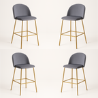 Pack 4 Taburetes Deluxe Gold Gris | patas doradas en metal + felpa