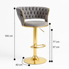 Pack 2 Taburetes Queen | Terciopelo, Altura Ajustable y Giro 360° | Elegancia y Confort