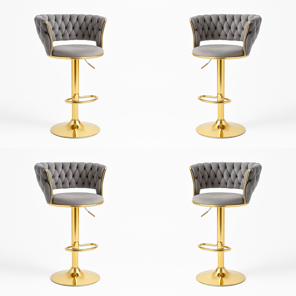 Pack 4 Taburetes Queen | Terciopelo, Altura Ajustable y Giro 360° | Elegancia y Confort