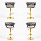 Pack 4 Taburetes Queen | Terciopelo, Altura Ajustable y Giro 360° | Elegancia y Confort