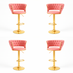 Pack 4 Taburetes Queen | Terciopelo, Altura Ajustable y Giro 360° | Elegancia y Confort