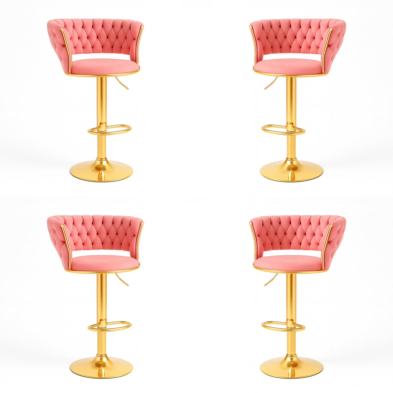 Pack 4 Taburetes Queen | Terciopelo, Altura Ajustable y Giro 360° | Elegancia y Confort