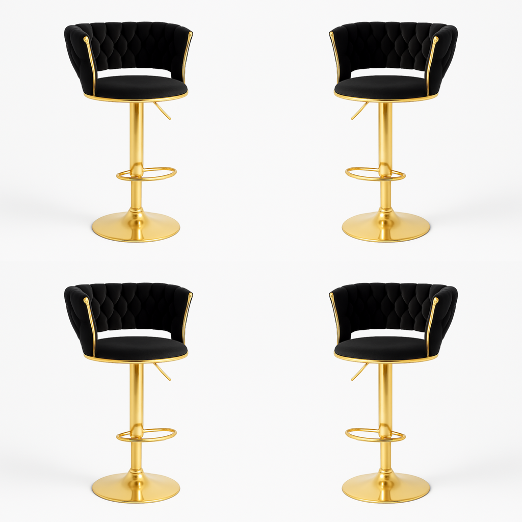 Pack 4 Taburetes Queen | Terciopelo, Altura Ajustable y Giro 360° | Elegancia y Confort