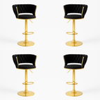 Pack 4 Taburetes Queen | Terciopelo, Altura Ajustable y Giro 360° | Elegancia y Confort