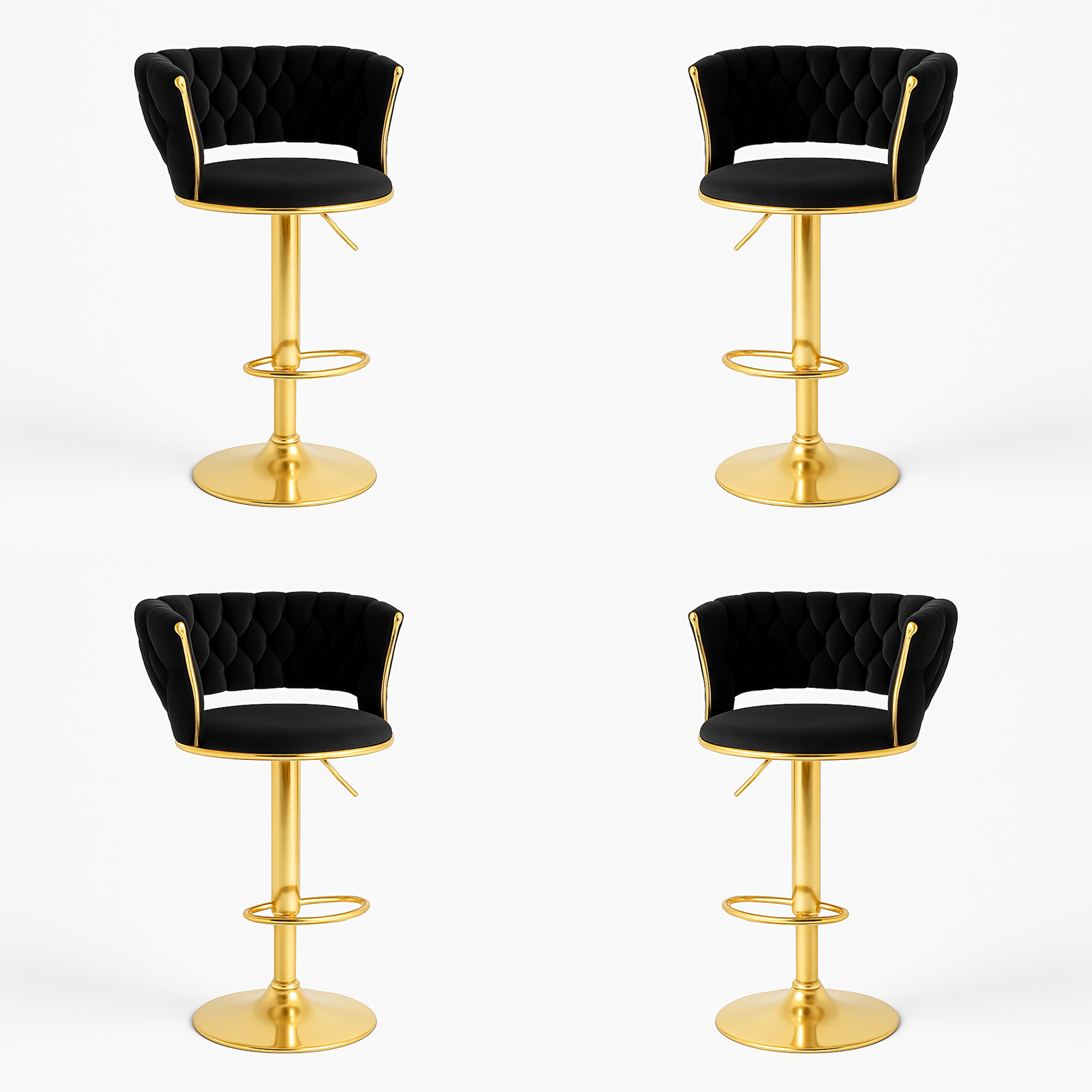 Pack 4 Taburetes Queen | Terciopelo, Altura Ajustable y Giro 360° | Elegancia y Confort