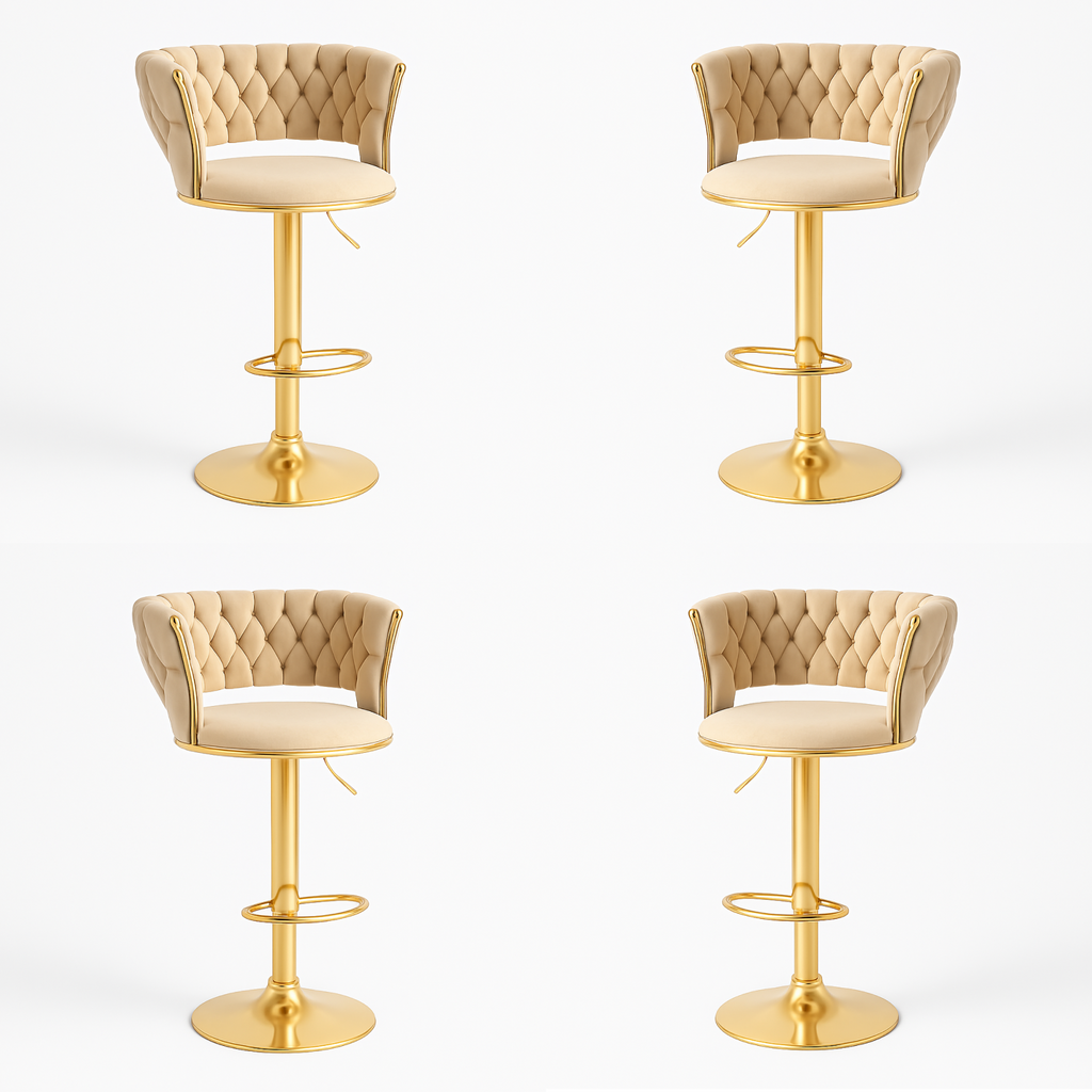 Pack 4 Taburetes Queen | Terciopelo, Altura Ajustable y Giro 360° | Elegancia y Confort