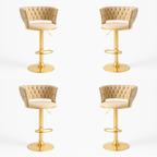 Pack 4 Taburetes Queen | Terciopelo, Altura Ajustable y Giro 360° | Elegancia y Confort