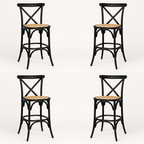 Pack 4 Taburetes Crossback 66cm | Madera de Haya y Rattan