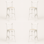 Pack 4 Taburetes Crossback 66cm | Madera de Haya y Rattan