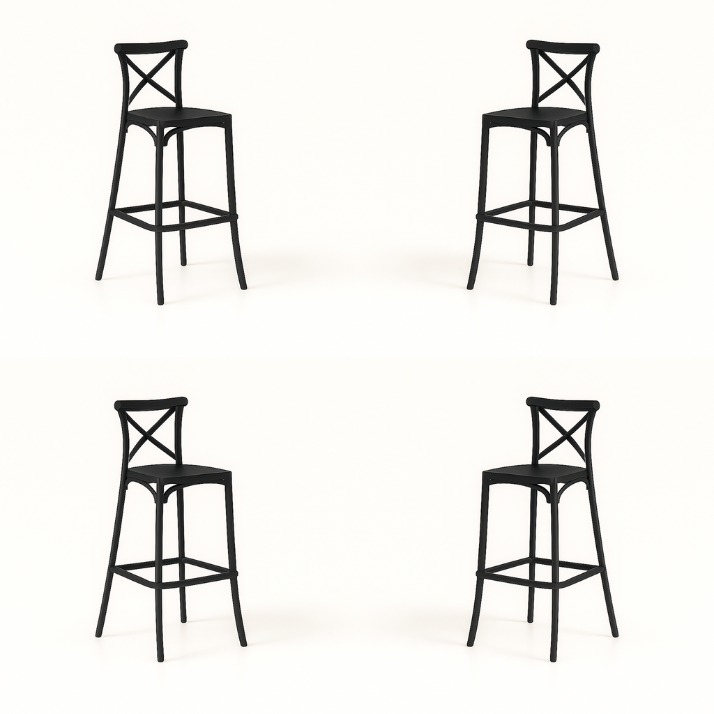 Pack 4 Taburetes Danubio Negro | Diseño Industrial en Polipropileno