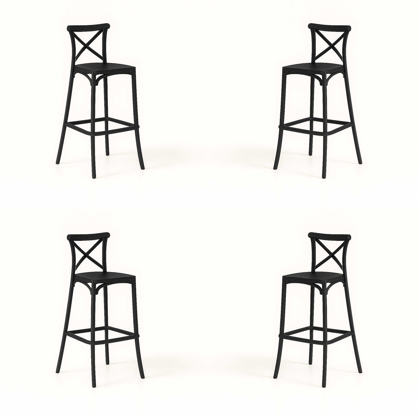 Pack 4 Taburetes Danubio Negro | Diseño Industrial en Polipropileno