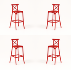 Pack 4 Taburetes Danubio Rojo | Diseño Industrial en Polipropileno