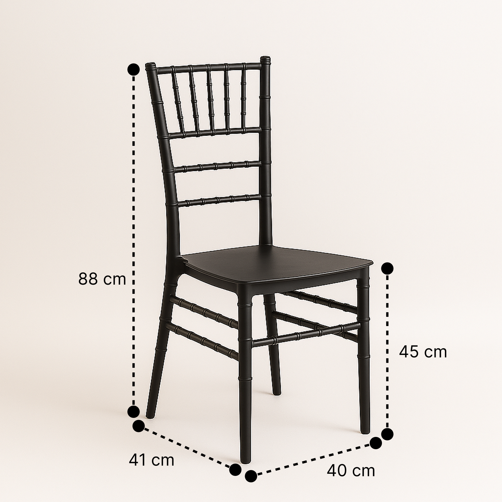 Pack 6 Sillas Chiavari Negra de Polipropileno | Resistente, Apilable y Liviana (Copia)