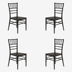 Pack 4 Sillas Chiavari Negra de Polipropileno | Resistente, Apilable y Liviana