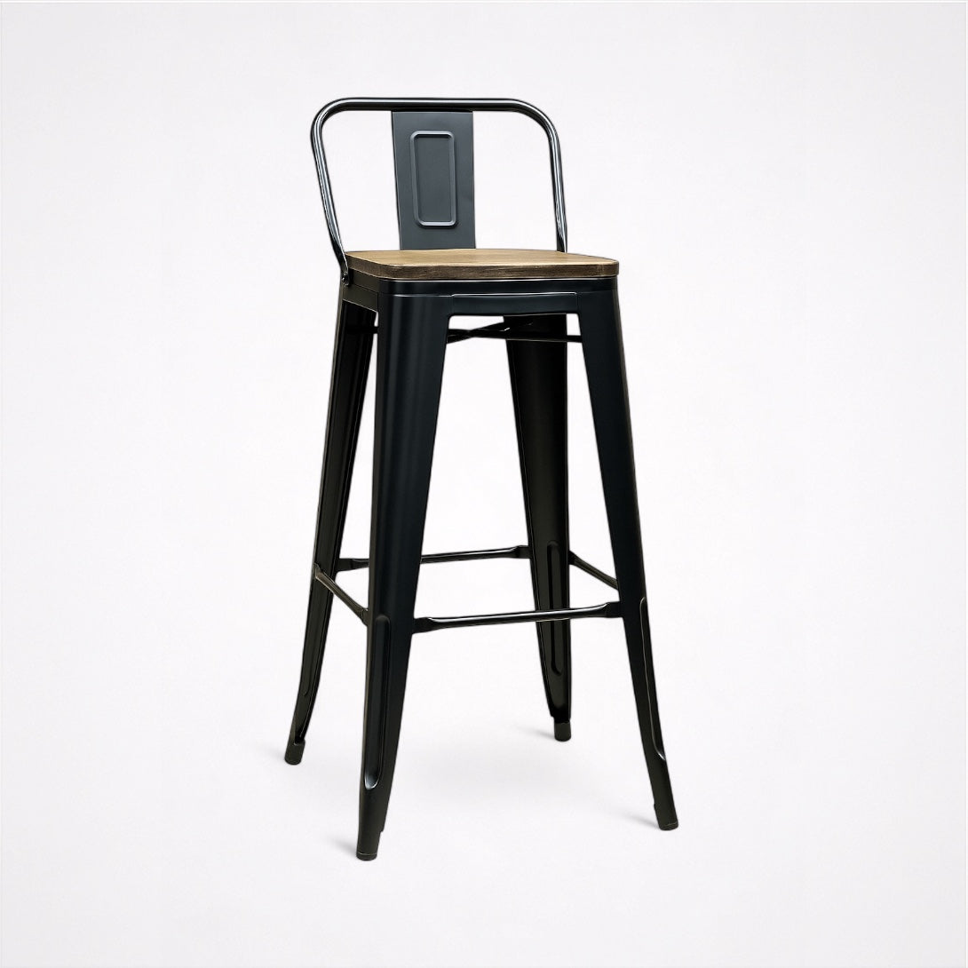 Pack 2 Taburetes Tolix Asiento de Madera Negro
