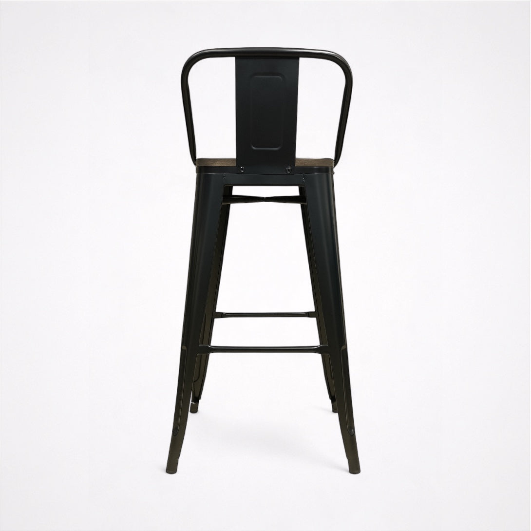 Pack 2 Taburetes Tolix Asiento de Madera Negro