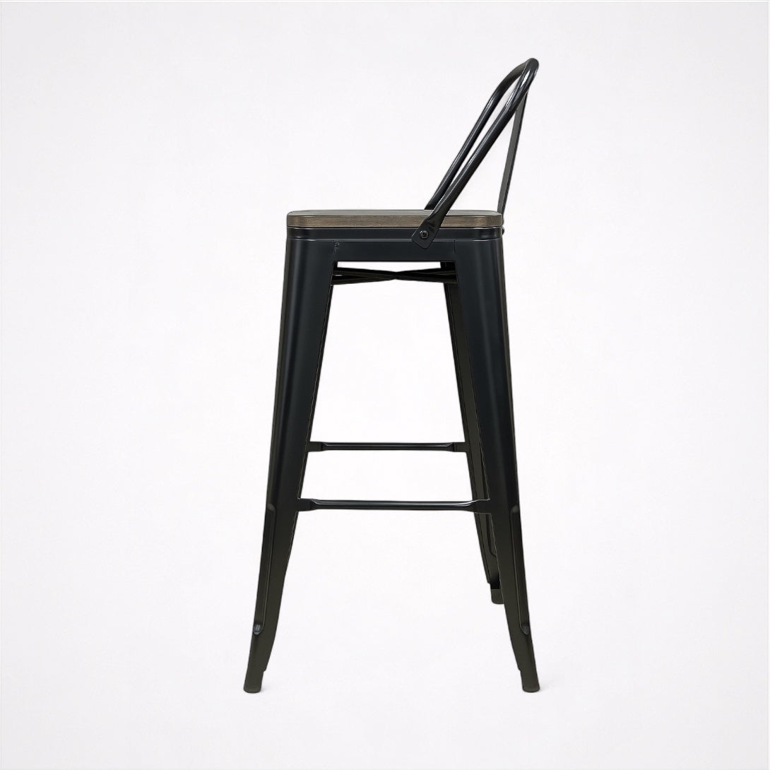 Pack 2 Taburetes Tolix Asiento de Madera Negro
